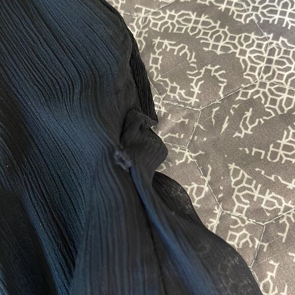 MERONA Black Sheer Lined Sheath Style Flutter Sleeve Dress Size Medium - Picture 8 of 8